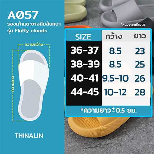A057 รองเท้าแตะยางนิ่มส้นหนารุ่น Fluffy clouds